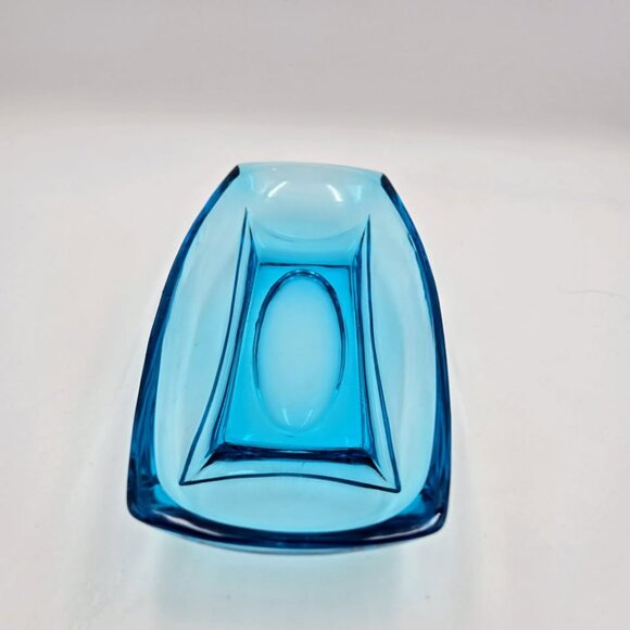 Vintage 1960s Hazel Atlas Glass Capri Blue Colony Trinket Celery Relish Candy - Picture 6 of 9